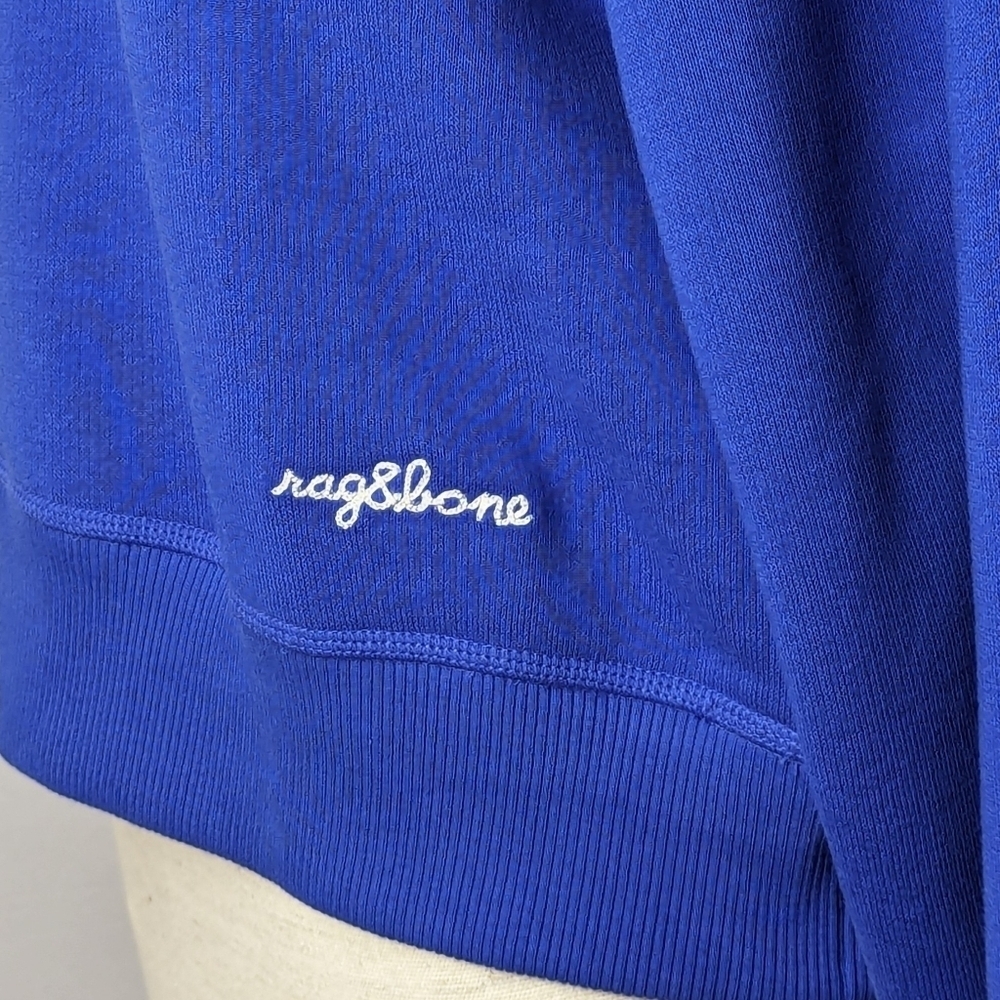 rag & bone Vintage Terry Sweatshirt Crew Neck Cropped Relaxed Fit Blue L NWT - Picture 9 of 14